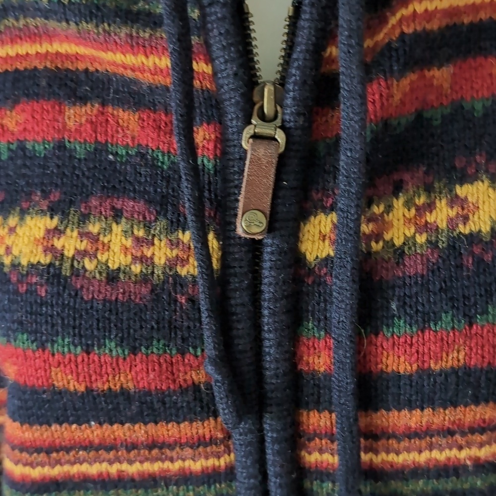 VGT 90s Bean Pole Woman's Multi-colored Striped Hooded Zippered Sweater. - Picture 3 of 12